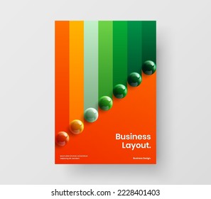 Clean postcard vector design concept. Isolated 3D spheres flyer template.