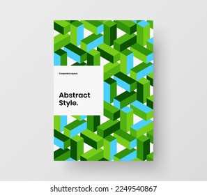 Clean poster A4 vector design illustration. Minimalistic mosaic shapes annual report layout.