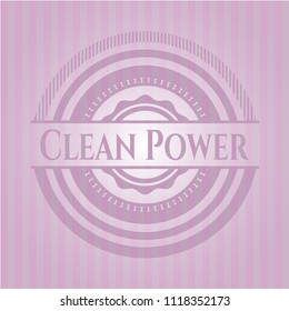 Clean Power badge with pink background
