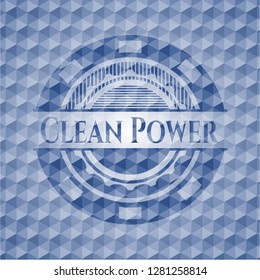 Clean Power blue polygonal emblem.