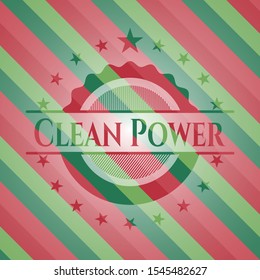 Clean Power christmas badge background. Vector Illustration. Detailed.