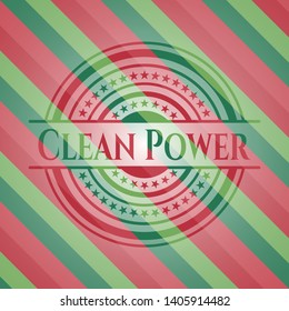 Clean Power christmas colors emblem. Vector Illustration. Detailed.