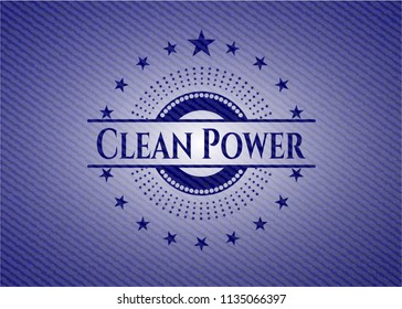 Clean Power emblem with denim texture