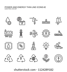 Clean power and green energy thin line icons set 2.