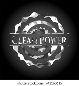 Clean Power on grey camo texture