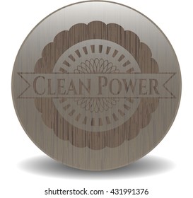 Clean Power realistic wood emblem