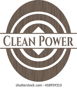 Clean Power retro style wood emblem