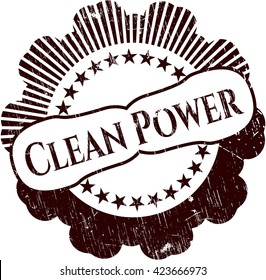 Clean Power rubber grunge stamp