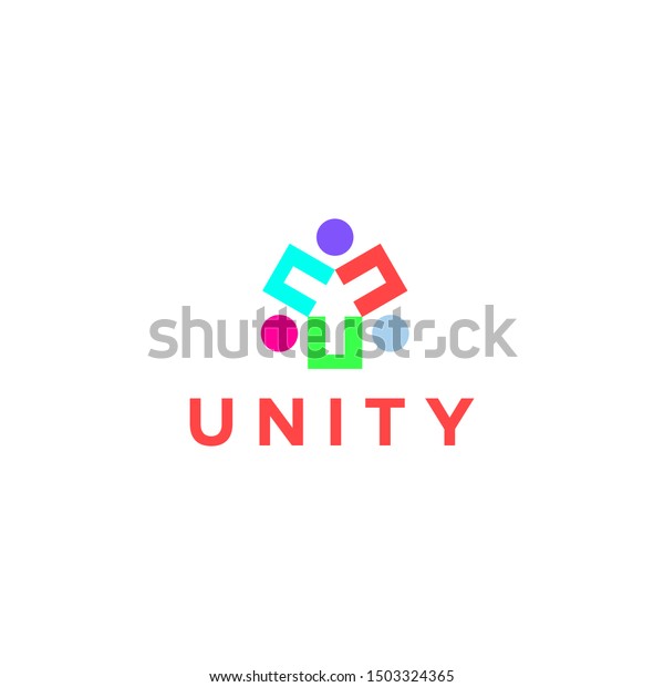 Clean Powerful Colorful Unity People Forming Stock Vector (Royalty Free ...