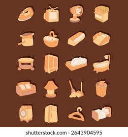 A clean and powerful illustration set of house washing tools and pressure cleaning scenes. Perfect for home maintenance themes, outdoor cleaning services, garden equipment visuals, and water spray eff