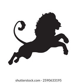 Clean and Precise Attacking Lion Silhouette for Graphic Designers - Lion Vector - Lion Icon
