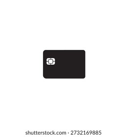 Una silueta negra limpia y precisa de una tarjeta de crédito genérica con un detalle de chip blanco, aislado sobre un fondo blanco para el diseño de App financieros.