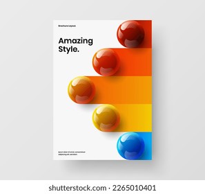 Clean presentation vector design illustration. Geometric realistic balls magazine cover concept.