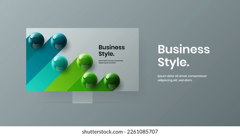 Clean presentation vector design template. Minimalistic computer display mockup site layout.