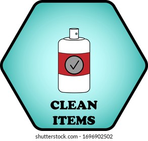 clean ıtems, coronavirüs prevention, hexagon ıcon.