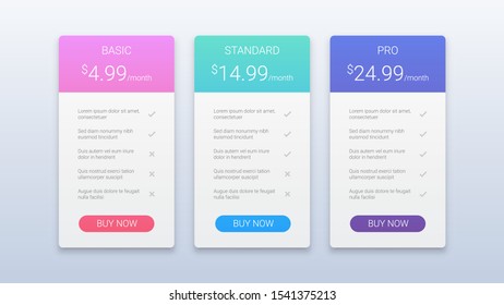 Clean Price Table Business Template with Three Options