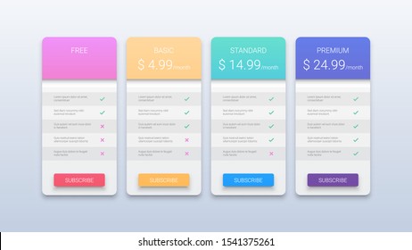 Clean Price Table Template For Website And Applications
