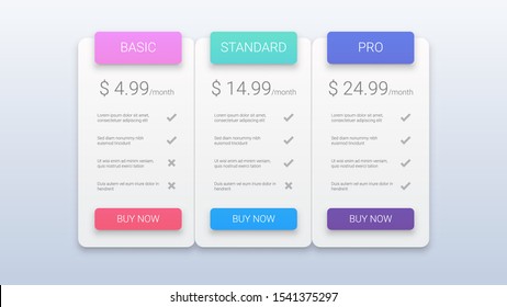 Clean Pricing Table with Three Options