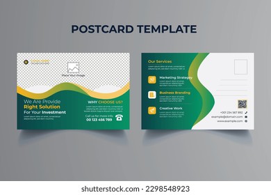 Clean Print Ready Corporate And Digital Postcard Design Template. Vector Professional And Modern Business Postcard Template Design.