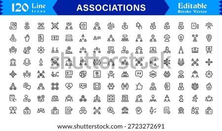 Clean and Professional Associations Line Icon Set with Minimalist Modern Style and Pixel Perfect Editable Vectors for Business and Community