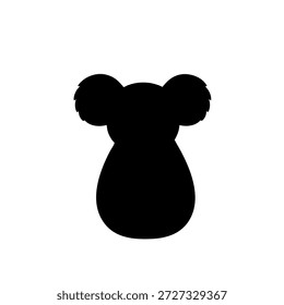 A clean and professional black silhouette of a koala bear, viewed from the back. This minimalist Australian wildlife illustration is perfect for nature conservation themes, zoo branding, and educational materials. The simple shape makes it ideal for logos, icons, stickers, and creative projects related to exotic animals and the bushland environment.
