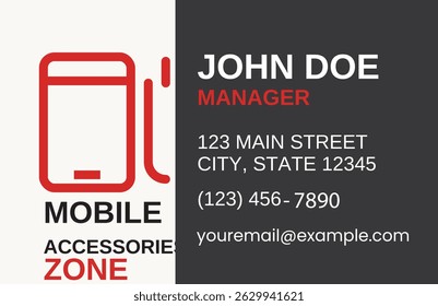 A clean and professional business card design template featuring a modern layout. The left side includes a placeholder company name, a generic QR code, and a service tagline. The right side contains c