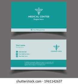 Clean and Professional Business card for Medical Center, Doctors. Visiting card. 