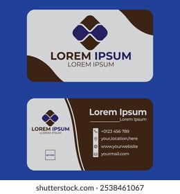 Clean and Professional Business Card Navy Blue and Brown 