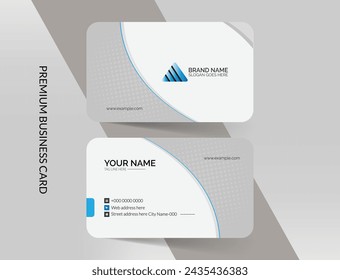 Clean professional business card template, visiting card, business card template design with mockup and icons