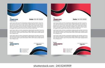 Clean and professional corporate company business letterhead template design with color variation .