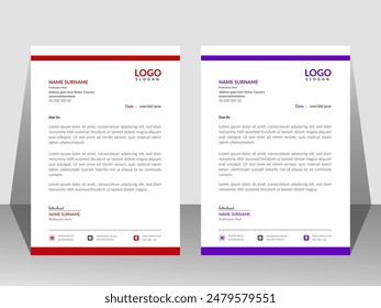 Clean and professional corporate company business letterhead template design with color