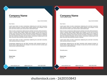 Clean and professional corporate company business letterhead template design with color variation bundle.Corporate modern letterhead design bundle template with blue color.