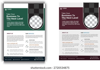 Un diseño de volante corporativo limpio y profesional adecuado para la promoción de negocios, campañas de marketing, perfiles de empresas y eventos corporativos. Presenta un diseño moderno, tipografía mínima y estructura de contenido organizada. Ideal para startups, agencias, informes anuales, presentaciones y materiales de marca profesional.