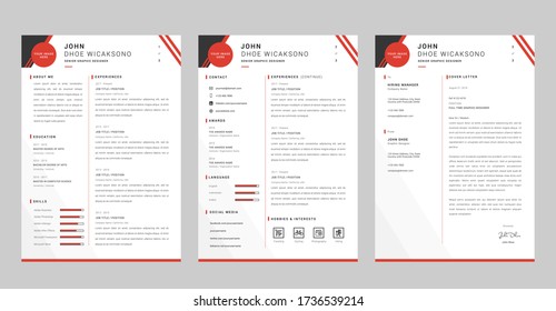 Clean Professional Curriculum Vitae (CV) Template Vector with Cover Letter