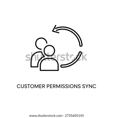 Clean and professional customer permissions sync icon in black vector design, ideal for business, technology, and data management presentations.