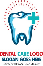 A clean and professional dental care logo featuring a tooth design with a gentle curve and vibrant colors, representing oral health, care, and trusted services.