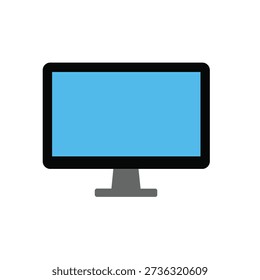 A clean and professional flat design vector of a widescreen computer monitor. Perfect for technology blogs, workstation setups, IT service branding, and digital hardware concepts.