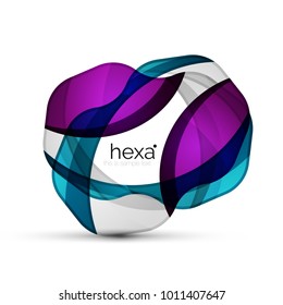 Emblema comercial con forma de hexágono profesional limpio. Icono vector techno futurista