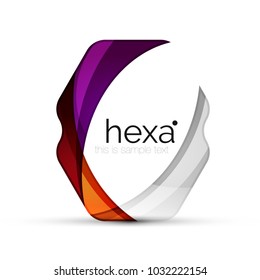 Emblema comercial con forma de hexágono profesional limpio. Icono vector techno futurista