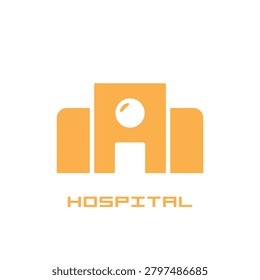 Clean and professional hospital logo featuring abstract design with orange and white color elements symbolizing medical care and health services