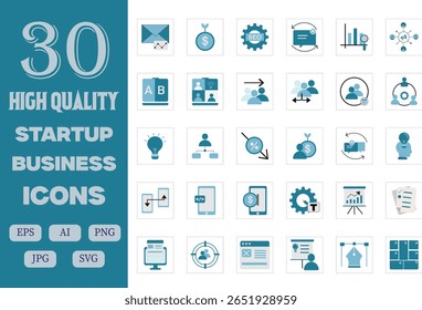 A clean and professional icon pack designed for startups, entrepreneurs, and business projects. This set includes modern, vector-based icons
