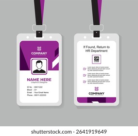 Clean and Professional ID Card Design Vector Template  with QR Code for Staff and Business Use 