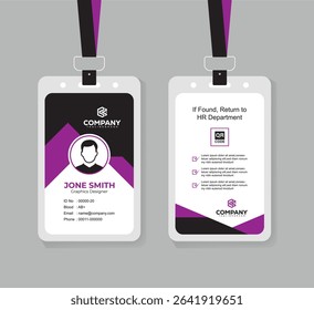 Clean and Professional ID Card Design Vector Template  with QR Code for Staff and Business Use 