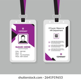 Clean and Professional ID Card Design Vector Template  with QR Code for Staff and Business Use 