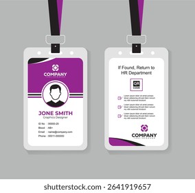 Clean and Professional ID Card Design Vector Template  with QR Code for Staff and Business Use 