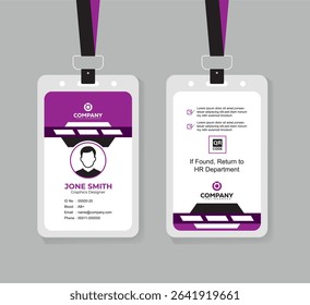 Clean and Professional ID Card Design Vector Template  with QR Code for Staff and Business Use 