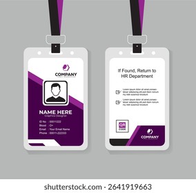 Clean and Professional ID Card Design Vector Template  with QR Code for Staff and Business Use 