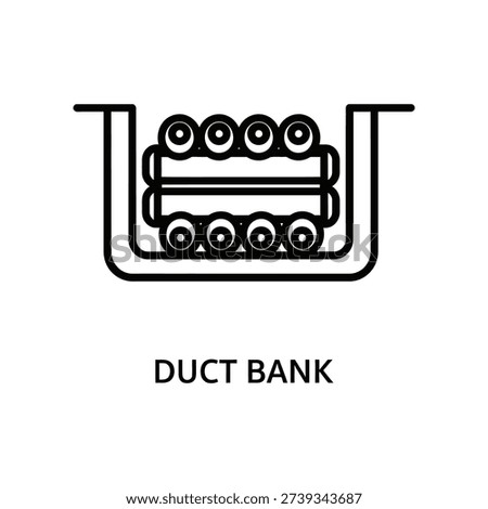 Clean, professional illustration of an underground duct bank housing multiple empty conduits, ideal for infrastructure, construction, and electrical planning projects.