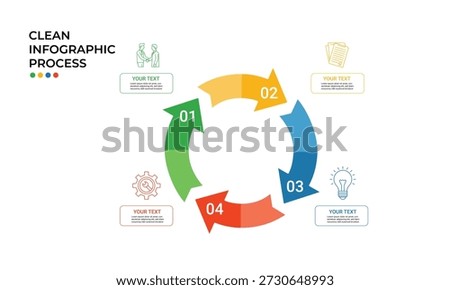 Clean and professional infographic process diagram template with four stages, suitable for business presentations and reports.