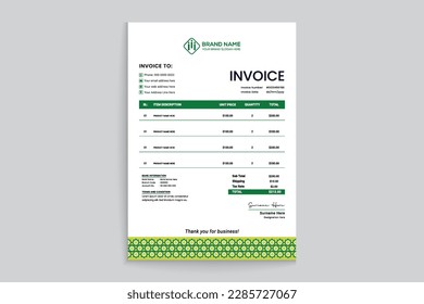 Clean professional invoice template design